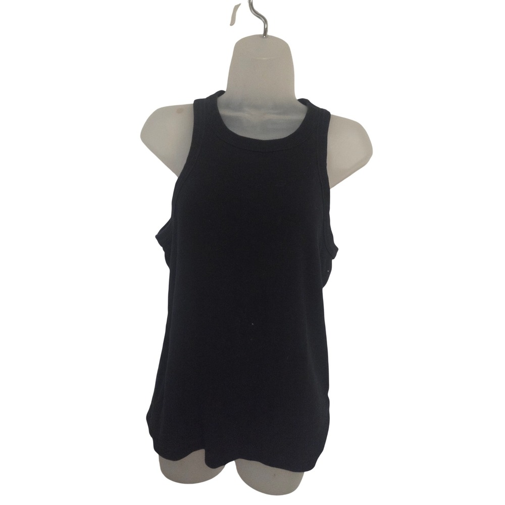 James Perse Standard Ribbed Tank Top Black Size 4 Women Sleeveless Scoop Neck